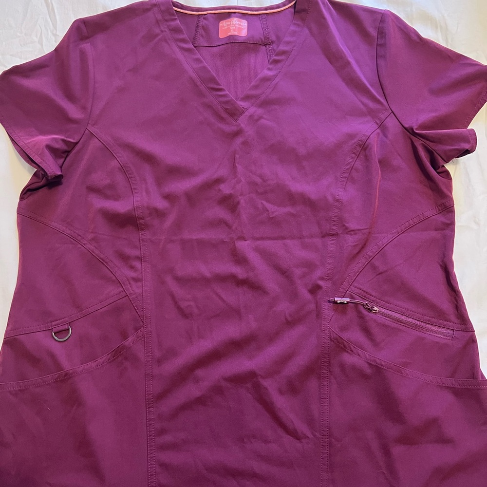 Burgundy V-Neck Scrub Top